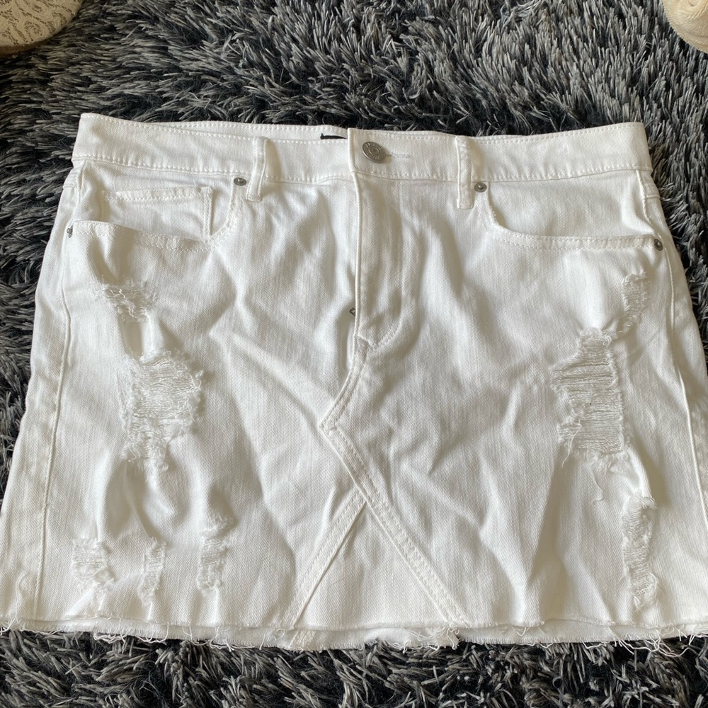 White Jean skirt from express
